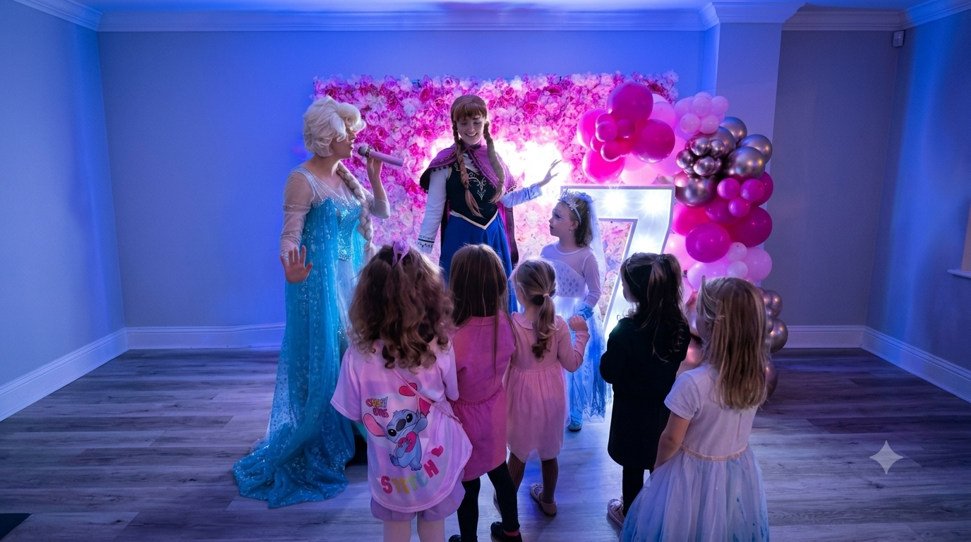 A children's birthday party set up in the Notesable Events room in Bebington, Wirral